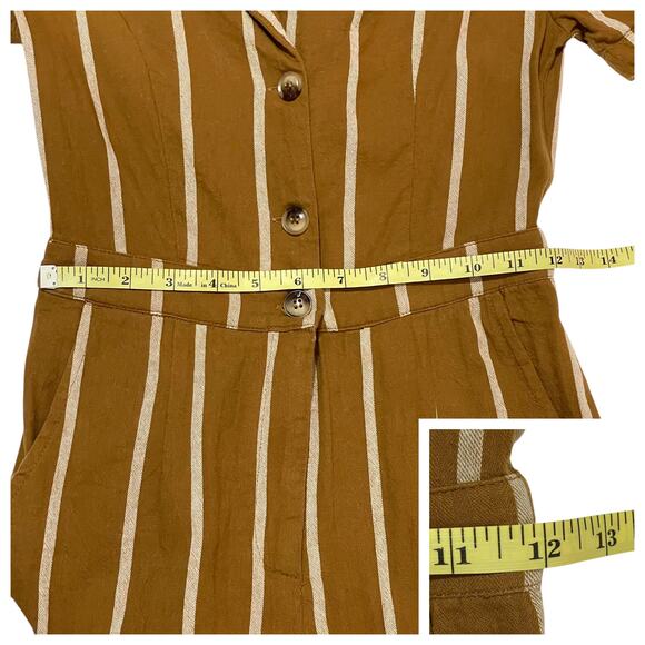 Emory Park Tailored Pinstripe Jumpsuit - Mustard - XS - Picture 6 of 16